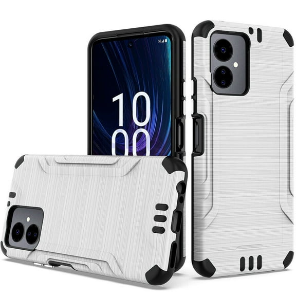 For Boost Celero5G SC 2024 Slim Lining Brushed Hybrid Phone Cover Case - Lining Silver