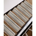 thumbnail image 3 of Brown Beige Stripes Stair Treads for Wooden Steps Indoor Runner Rug Carpet, Geometric Painting Neutral Textured 10 Pieces Peel and Stick Staircase Step Treads Covers Washable Throw Door Mats, 30"x8", 3 of 5