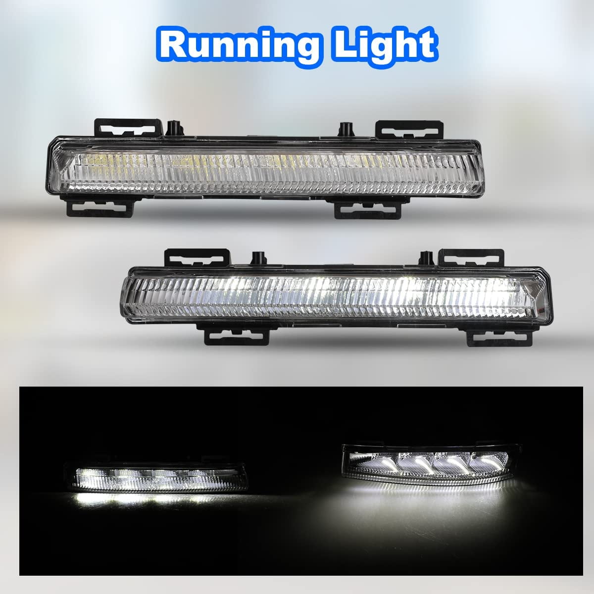 Led Fog Lights and Daytime Running Lights Assembly for 2012-2014 Mercedes Benz C200/C300/C63 AMG, Fog Lights for 2012-2015 Mercedes Benz C250/C350 (DRL Model only)
