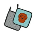 thumbnail image 2 of Carolines Treasures BB1152PTHD Checkerboard Blue Longhair Red Dachshund Pair of Pot Holders , 7.5HX7.5W, multicolor, 2 of 3