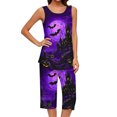 thumbnail image 2 of Tnhcen Halloween Women's Pajama Set Sleeveless Round Neck Tank Top & Capri Pants 2-Piece Loungewear Soft Stretch Sleepwear S-2XL, 2 of 6