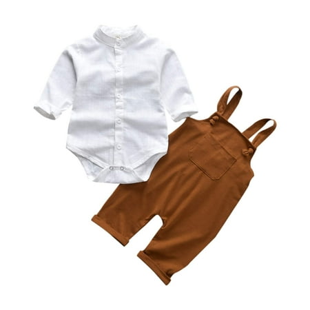 

Unutiylo Baby Boys Clothes for Gentleman Outfits Toddler Overalls Baby Suspender Pants and Bodysuit Romper