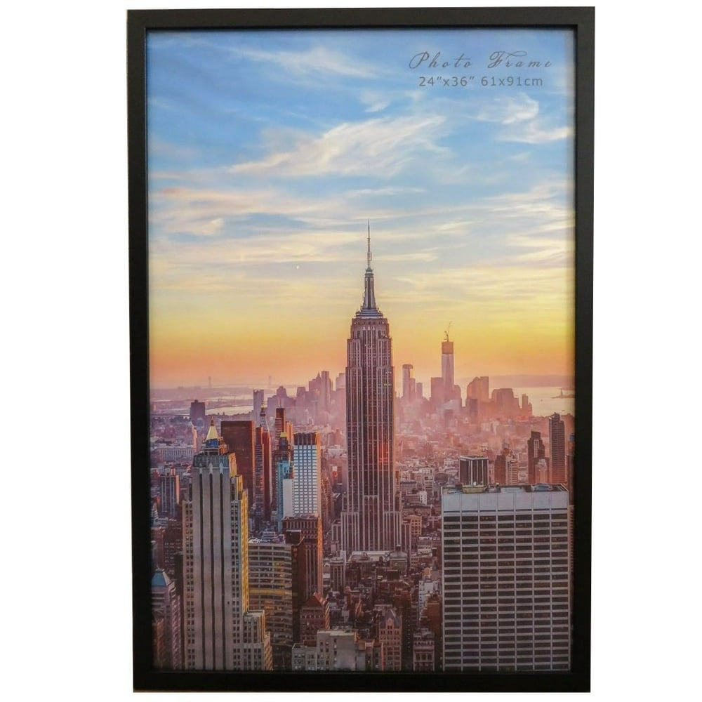 Frame Amo 24x36 Black Wood Picture or Poster Frame, 1 inch Wide Border