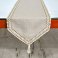thumbnail image 4 of The HomeCentric Decorative Beige Table Runner Coffee Table Runner (14 x 36 inch) Lace, Tassels, Linen fabric Table Linen, Bordered Pattern Contemporary Style - Timeless Linen Loom, 4 of 4