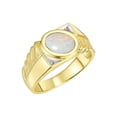 thumbnail image 3 of RYLOS Men's Rings 14K Yellow Gold Cabochone Gemstone & Diamond Designer Opal Rings For Men Size 9, 3 of 7