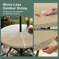 thumbnail image 3 of Round Outdoor Tablecloth with Umbrella Hole and Zipper, Brown Beige Ombre Fitted Table Cover with Elastic Edge for 45-54 Inch, Abstract Modern Art Gradient Waterproof Patio Tablecoths for Picnic, 3 of 9