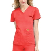 Med Couture Women's "Flex-It" 8458 Back Panel Scrub Top- Tangerine/Honey- 2XL