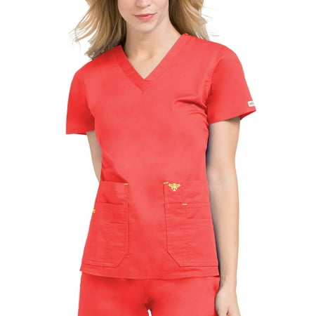 Med Couture Women's "Flex-It" 8458 Back Panel Scrub Top- Tangerine/Honey- 2XL