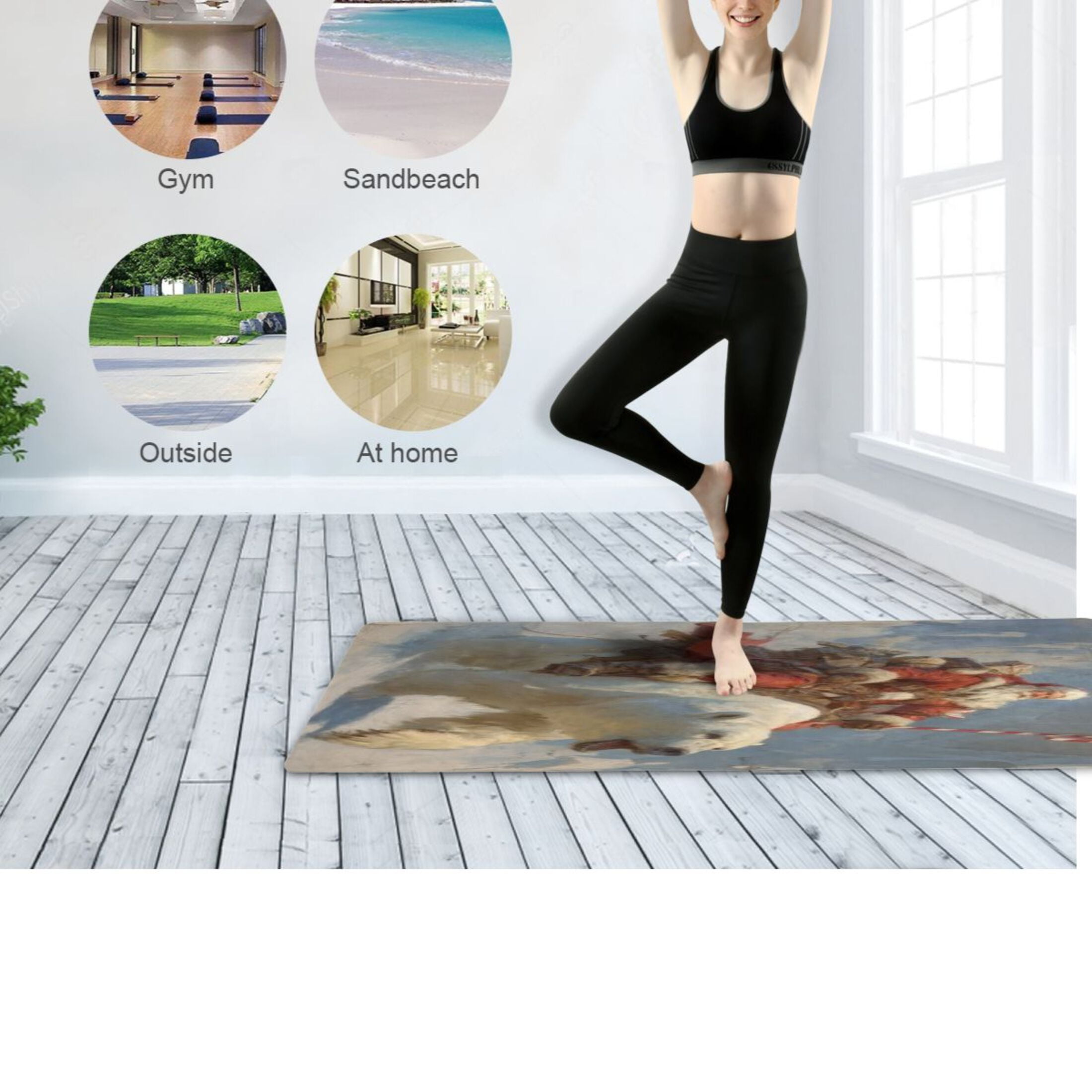 BZSMCE Yoga Mat Women Fitness Mat Santa Polar Bear Pattern