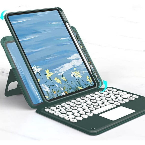 Magnetic Case for iPad Air 5 2022/ Air 4 10.9 inch 2020/ iPad Pro 11 Vertical Keyboard Case with Touchpad Cute Color Keyboard Detachable Clear Back Cover with Pencil Holder, Pink