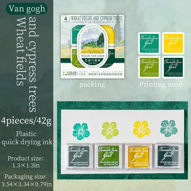 Yoofun 4pcs/set More Than One Color Famous Painting Color Material Ink Pad Set Creative DIY Journal Student Stationery f