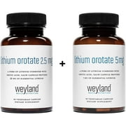 Weyland Brain Nutrition - Lithium Orotate Supplement 2.5mg & 5mg, 60 Vegetarian Capsules