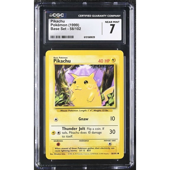 Graded 1999 Pokemon Base Set Pikachu 58/102 CGC 7 Trading Card