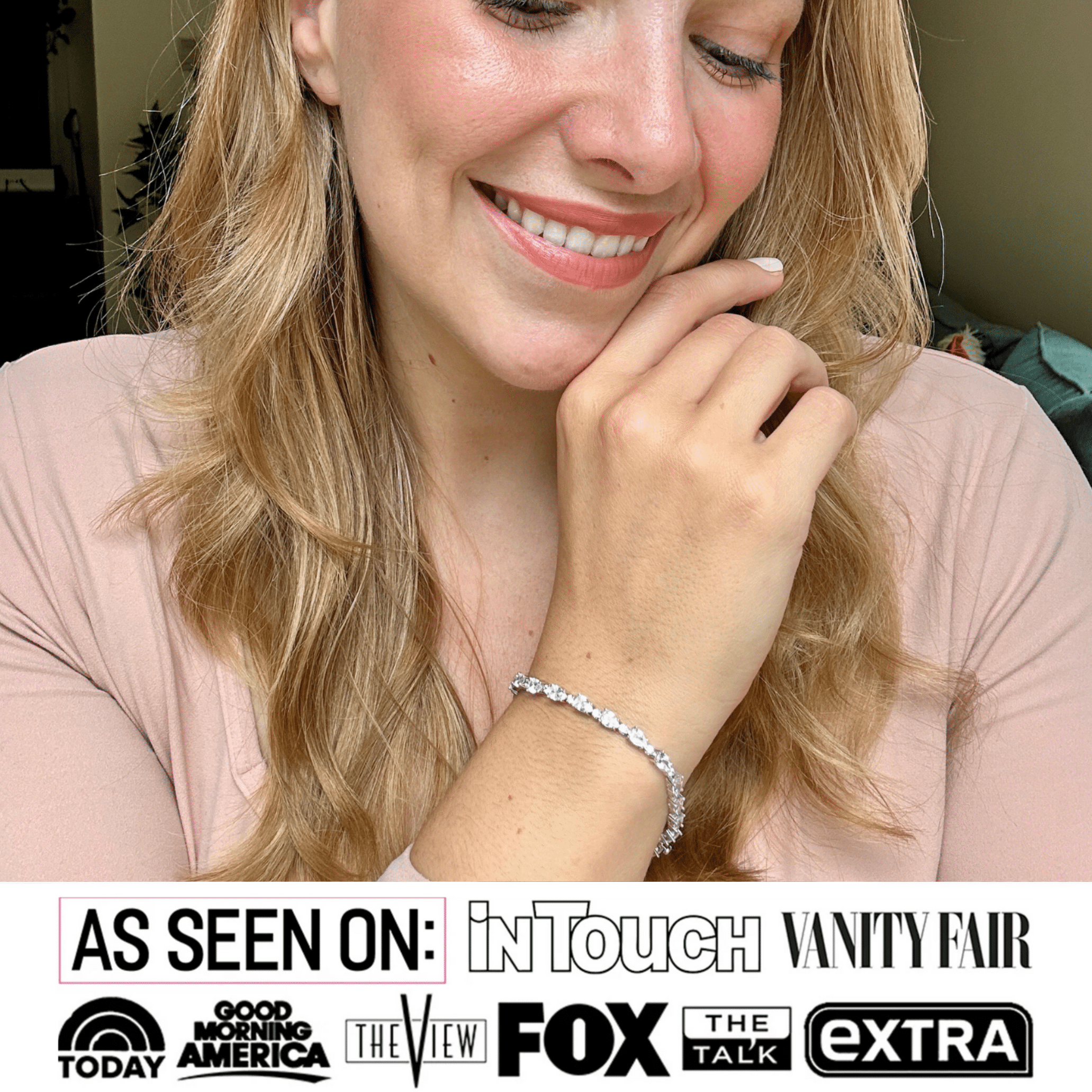 Cate & Chloe Katelynn 18k White Gold Plated Tennis Bracelet with Simulated Diamond Crystals for Women
