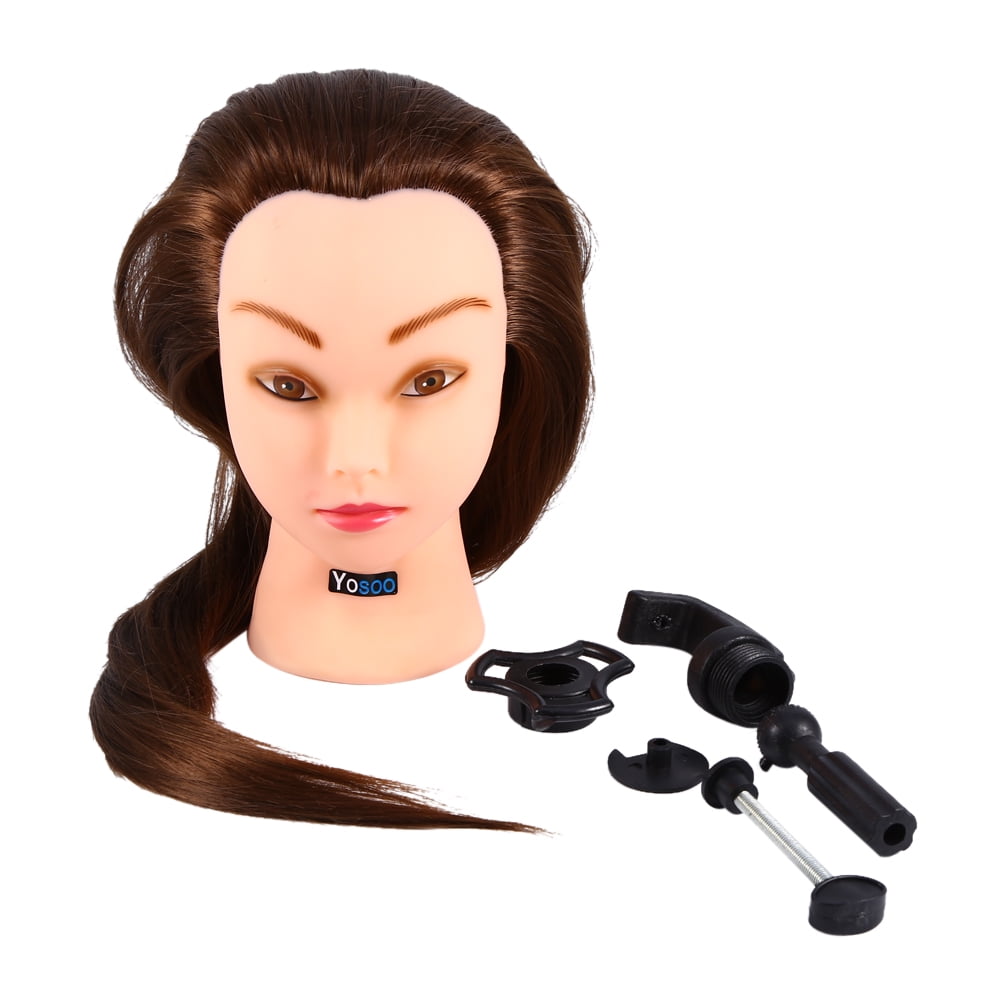 Yosoo 26 Brown Cosmetology Mannequin Head With 30 Human Hair And 70 Synthetic Hair Hairdressing Practice Training Doll Heads Hair Styling Manikin