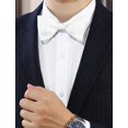 thumbnail image 4 of PenSee Mens Exquisite Woven Silk Self Bowtie Solid Plain Bowties (White), 4 of 4