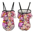 thumbnail image 6 of Kirby Children's Swimsuit Adjustable Off Shoulder Ruffle Swimwear One-piece Girls Kids Beach Bathing Suits 6-12 Years, 6 of 7