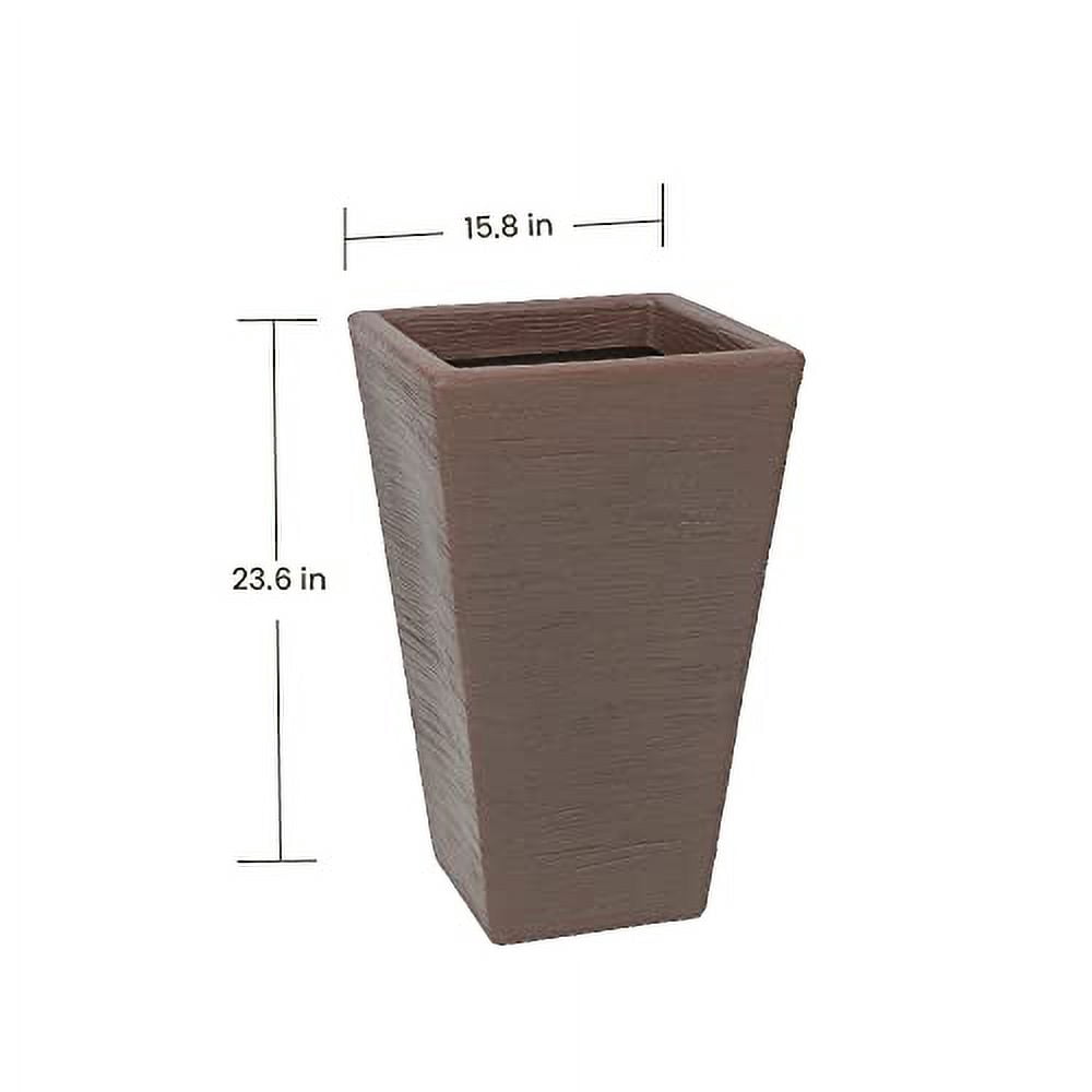 Ecobo 23.6 inches Eco-Friendly Rectangular Pot Planter, Elemento Indoor/Outdoor use, Durable, Versatile & Lightweight, Designed by Brazilian Artisans, Contemporary All-Weather Desgn - Brown