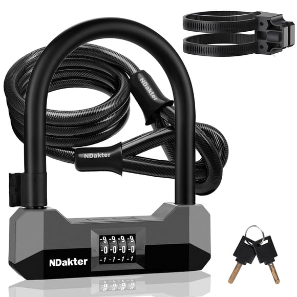 Candado para bicicleta NDakter, resistente, antirrobo, 18 mm, en U, gris