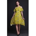 thumbnail image 3 of Bimba Yellow Bird Print Womens Chic Style Cold Shoulder Shift Dress Summer Tunic - Small, 3 of 6