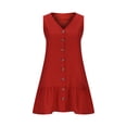 thumbnail image 6 of Womens Casual Dresses for Summer Women's Spring/summer Plus-size Fashion Sleeveless V-neck Solid Color Loose Dress Red XXL, 6 of 8