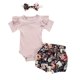 thumbnail image 1 of Conjunto de ropa para niña recién nacida, Pelele de manga corta de verano de Color sólido, pantalones cortos de flores, diadema, traje de 3 uds, ropa infantil para recién nacido Tan Jianjun unisex, 1 of 2