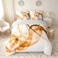 thumbnail image 3 of Manfei Abstract Artwork Full Size Bedding Sets, Gradient Full Size Bed in a Bag, Orange, Gray Reversible 7-Piece, 3 of 6
