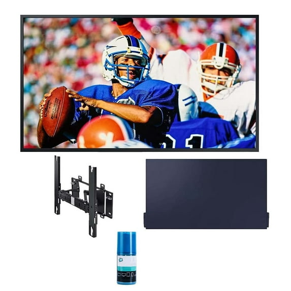 SAMSUNG 65-inch Terrace Full Sun Outdoor QLED 4K Smart TV with Dust Cover and Samsung WMN-4277TT The Terrace Full Motion Wall Mount for 65” and 75” (2021)
