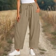 thumbnail image 5 of Tumotour Athletic Workout Running Pants for Women Elastic Waist Drawstring Wide-Leg Pants Slacks Summer Beach Trousers with Pocket, 5 of 7