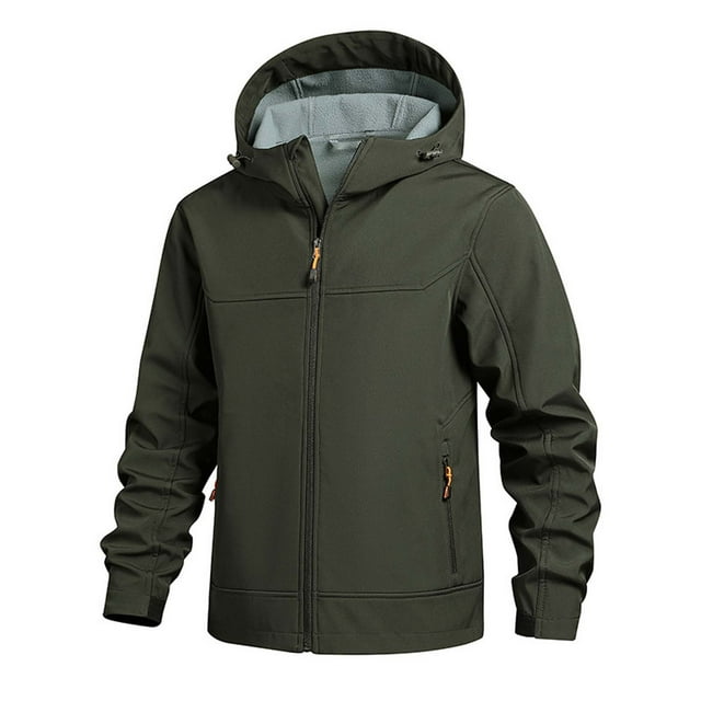 MIASHUI Outdoor Windbreaker Mens New Autumn Winter Plush Thick Softshell Windproof Durable Sport Coat Jacket For Men Army Green,M