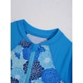 thumbnail image 4 of Sxiwei Kids Girls One Piece Rashguard Swimsuit Long Sleeve Zipper Sun Protective Swimwear Bathing Suit Blue Flower 10, 4 of 7