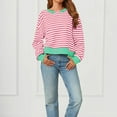 thumbnail image 6 of Annhoo Womens Striped Cropped Sweatshirts Casual Long Sleeve Crew Neck Color Block Pullover Shirts Fall Outfits, 6 of 8