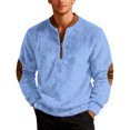 thumbnail image 6 of Men's Christmas Sweater Zip Up Sweatshirts Vintage Knit Graphic Sweatshirt - Xmas Stand Collar Pullover with Solid Color Print for Casual Holiday Style,Cyan,XL, 6 of 7