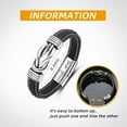 thumbnail image 2 of Fathers Day Gifts for Husband Mens Leather Bracelet with Laser Engraving “Love You Forever” Steel Magnetic Braided Cuff Bracelet Anniversary Gift for Husband, 2 of 7