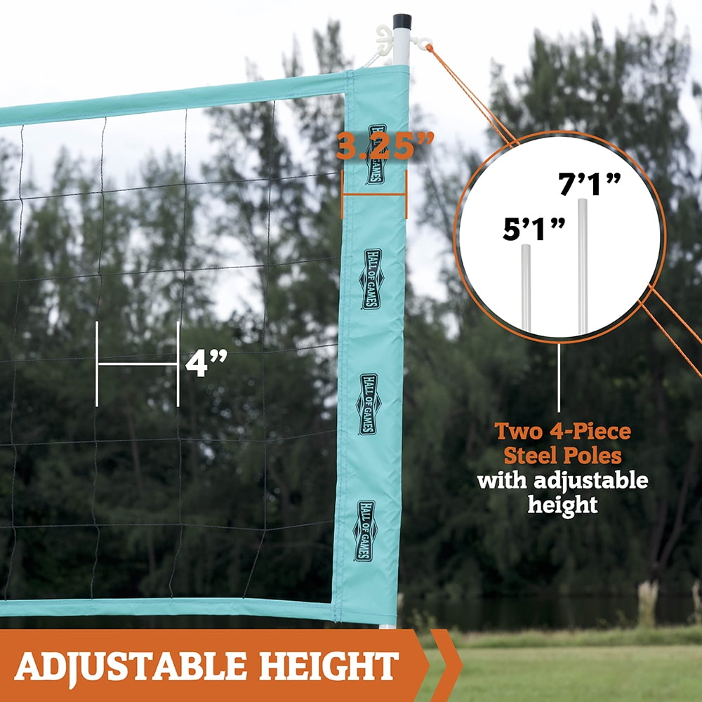20 ft.Outdoor Volleyball Set with Adjustable Steel Poles and Official Size Volleyball by Hall of Games