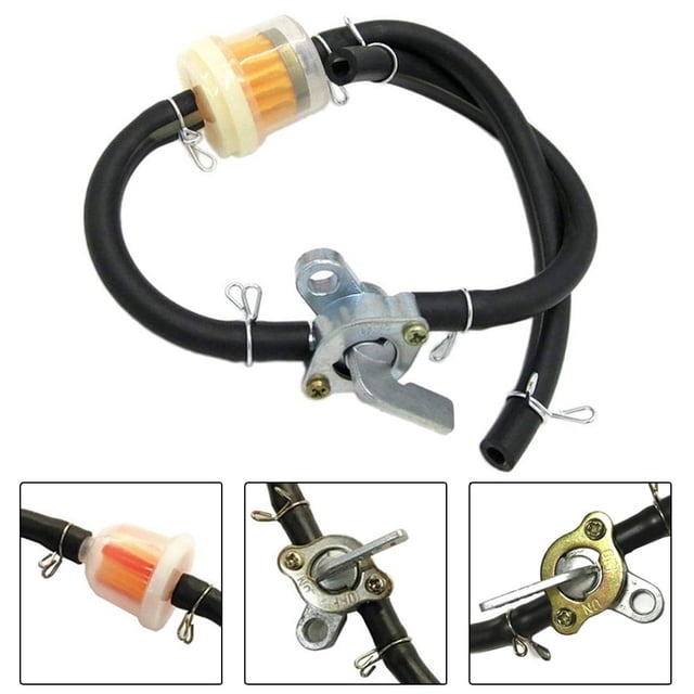GLFILL Accessoires de Tondeuse à Gazon Filtre de Robinet d'Essence Remplacement Noir X Pinces de Tuyau Filtre Raccord Pinces de Tuyau Robinet d'Essence