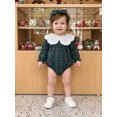 thumbnail image 4 of RUINIXCW Baby Girl Winter Outfits Long Sleeve Plaid Print Romper with Headband, 4 of 8