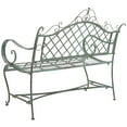 thumbnail image 6 of SAFAVIEH Abner Outdoor Patio Wrought Iron Garden Bench, Antique Green, 6 of 9