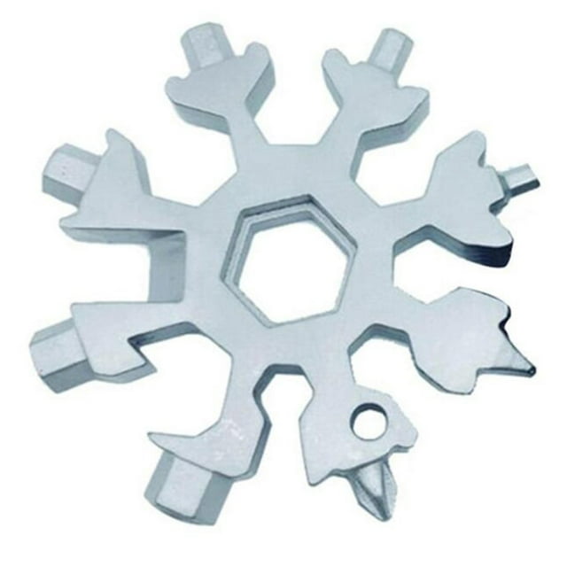 Porte-clés de Neige Combinaison Acier Inoxydable Forme de Neige Extérieur Portable Flocon de Neige Multi-Outils Clés