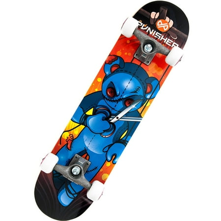 Punisher Skateboards Puppet 31.5" x 7.75" ABEC-7 Deep Conave Canadian Maple Complete Skateboard