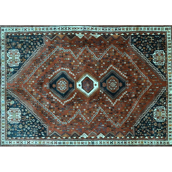 Ahgly Company Indoor Rectangle Persian Light Blue Traditional Area Rugs, 8' x 12'
