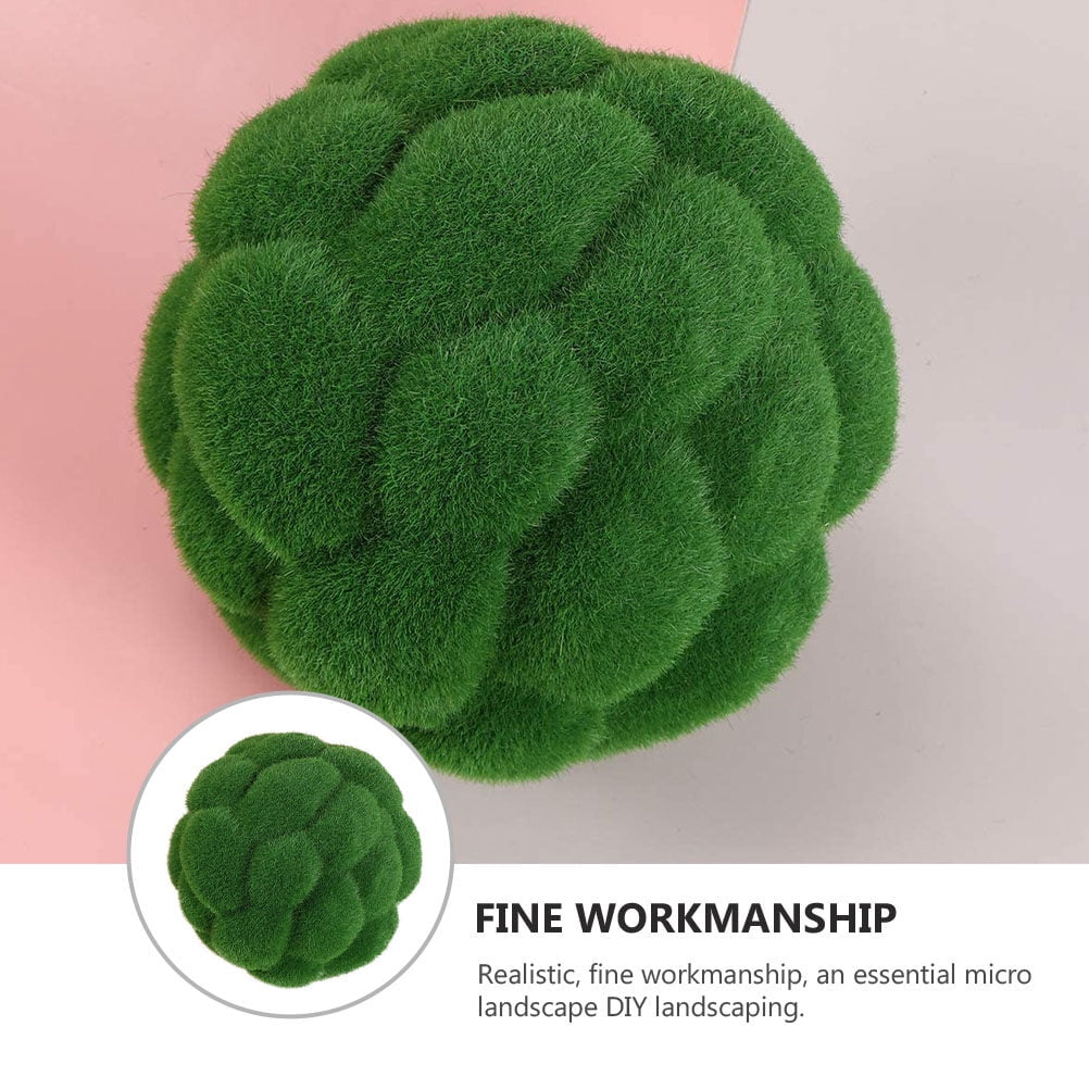 HEATSHAKING Garden Ornament Sphere Moss Ball Plastic Flocking 3Pcs 4x4x5in
