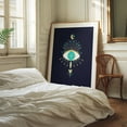 thumbnail image 3 of Mystic moon goddess eye - turquoise, gold and navy blue - Illustration Mystical Cosmic Spiritual Geometric Surrealism Moon Stars Unframed Wall Art Print 8 x 10 inches, 3 of 13