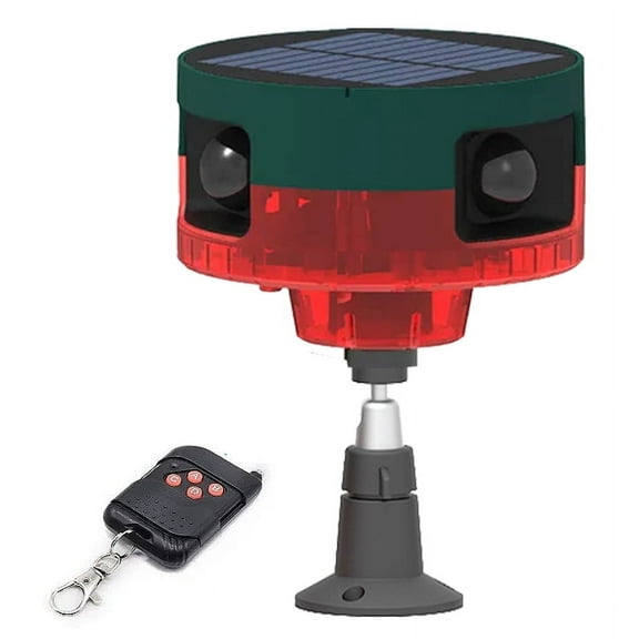 360-Degree Solar-Powered Motion Activated Alarm With IR Remote For Day/Night Outdoor Indoor Use Support Sound Recording