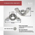 thumbnail image 2 of 100pcs Stainless Steel Wing Nuts Wing Bolts DIY Tools - M4, 2 of 5