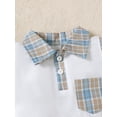 thumbnail image 6 of Mikrdoo Baby Boys Clothes Short Sleeve Plaid Splice Polo Bodysuit and Hat 2Pcs Cute Set Newborn to Infant, 6 of 8
