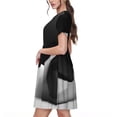 thumbnail image 2 of Uemuo Black White Fluid Sculpture Print Womens Summer Dress Casual Swing Short Sleeve Sundresses Beach A-line Shift Dress, 2 of 6