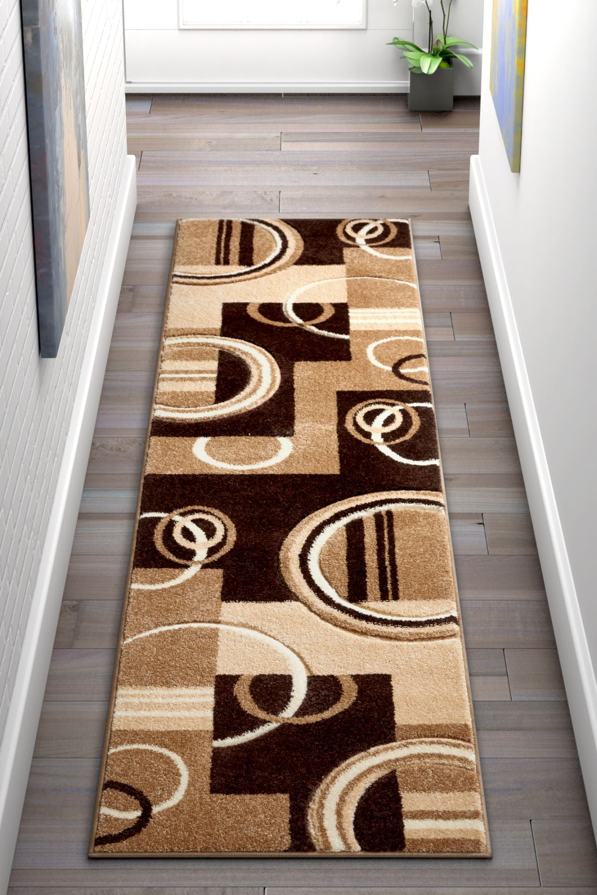 Echo Shapes & Circles Ivory / Beige Brown Modern Geometric Comfy Casual