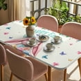 thumbnail image 3 of Easter Table Cloths for 4 Foot Rectangle Tables, Cute Rabbits Eggs Flowers Leaf Butterflies Watercolor Patio Waterproof Elastic Fitted Tablecloths, Washable Rectangular Table Cover for Camping, 3 of 8