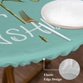 thumbnail image 3 of Sunflowers Round Tablecloth, Fitted Table Cover with Elastic for 55"-60" Round Tables, Modern Bee You Are My Sunshine Teal Green Table Cloth Outdoor Indoor Dinning Party Waterproof Tablecloths, 3 of 7